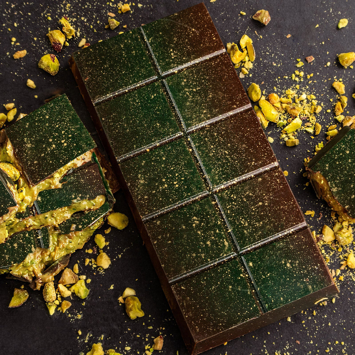 Choced Pistachio Kunafa Dark Chocolate Block