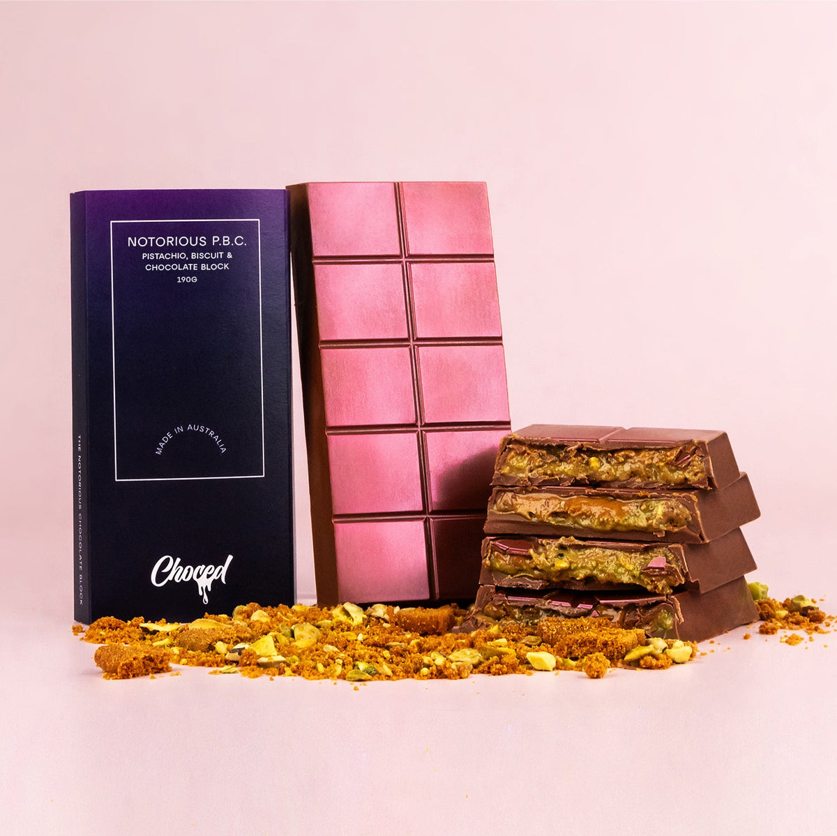 Choced Caramelized Biscuit & Pistachio Chocolate Block